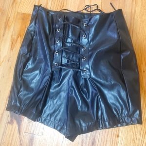 Pleather laced shorts